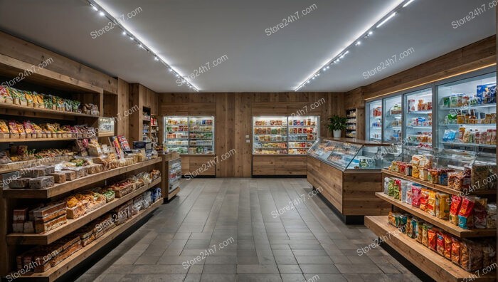 Warm Wooden Grocery Shop Interior