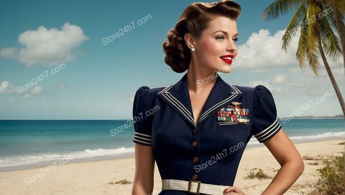 Seaside Salute: Navy Pin-Up in Uniform