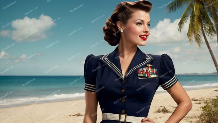 Seaside Salute: Navy Pin-Up in Uniform