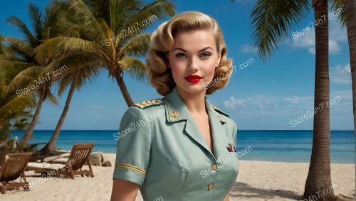 Tropical Officer in Vintage Military Pin-Up
