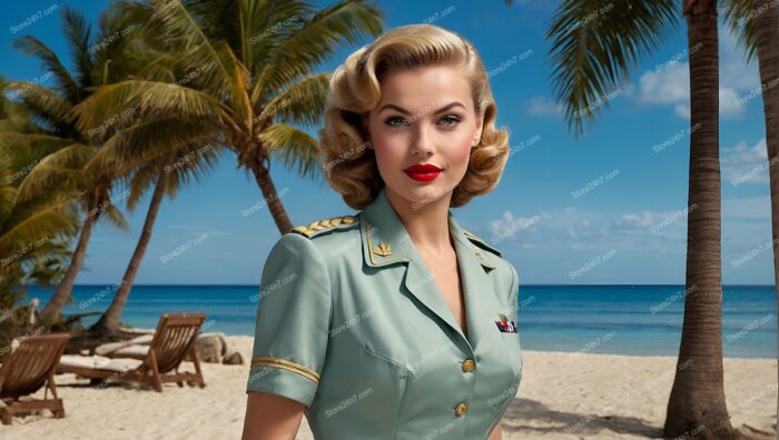 Tropical Officer in Vintage Military Pin-Up