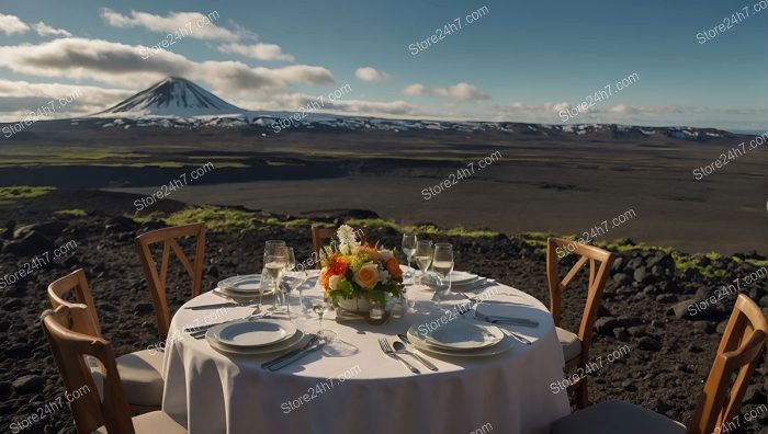 Volcanic View Outdoor Dining Setup