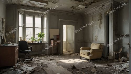 Sunlight in Dilapidated Vintage Office