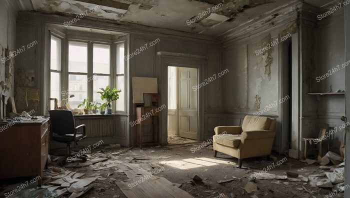 Sunlight in Dilapidated Vintage Office