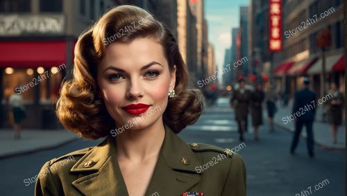 World War II Pin-Up in Military Dress
