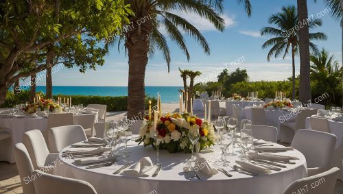 Tropical Oceanfront Dining Setup Elegance