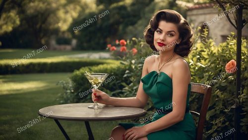 Glamorous Pin-Up Woman Toasting Evening Elegance