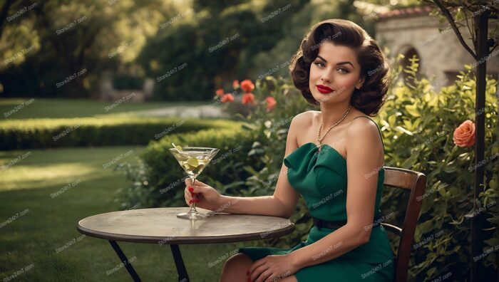 Glamorous Pin-Up Woman Toasting Evening Elegance