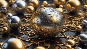 Ethereal Algorithmic Orbs Golden Fluidity
