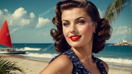 Nautical Glamour Pin-Up Beach Portrait
