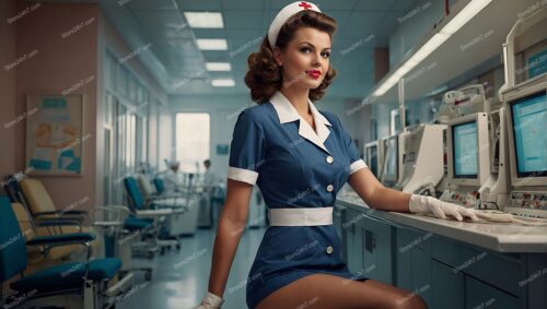 Retro Navy Blue Pin-Up Nurse