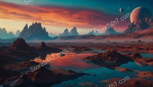 Mars-like Canyons with Moonscape Sky