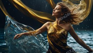 Whirlwind Elegance in Golden Couture