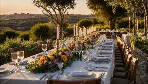Picturesque Outdoor Banquet Setup Provided by Catering Service
