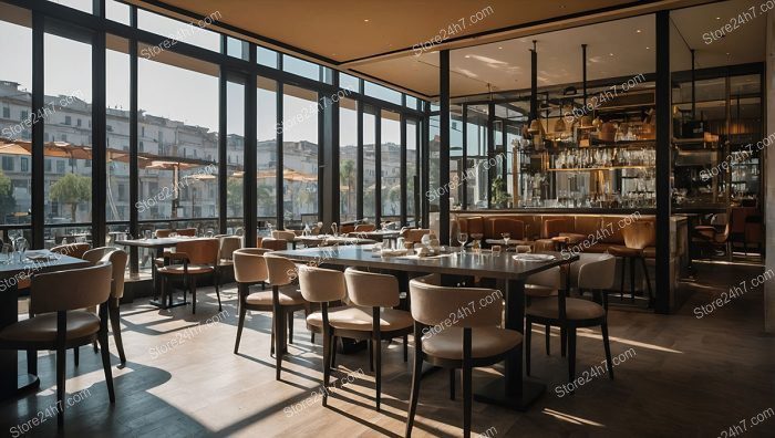 Elegant Sunlit Restaurant Interior View