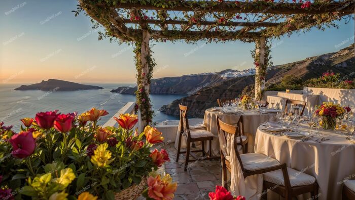 Sunset Banquet by Catering Service Overlooking Norwegian Fjords