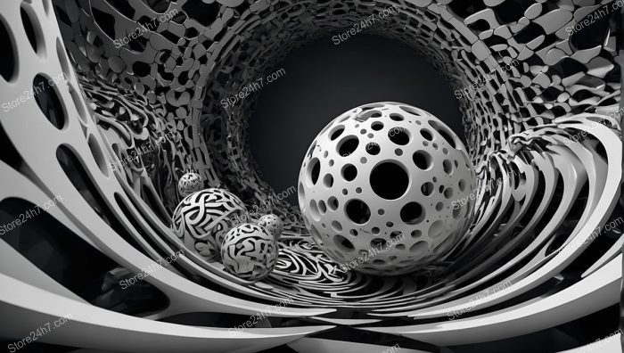Monochrome Surreal Vortex and Spheres