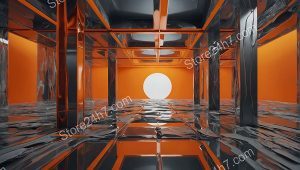 Reflective Chrome Passage with Sphere