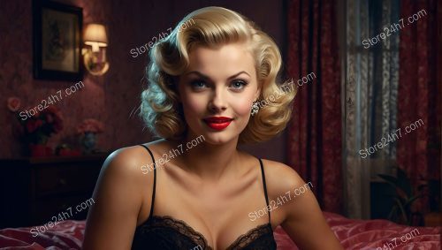 Classic Pin-Up Girl in Vintage Lingerie Charm