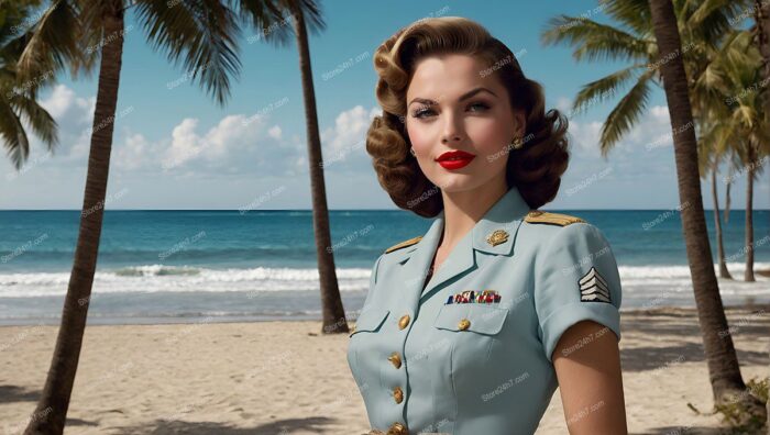 Sergeant's Stare in Seaside Pin-Up Attire