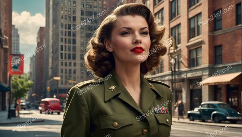 Forties Army Pin-Up in Military Uniform