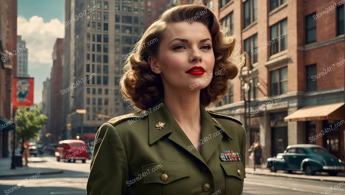 Forties Army Pin-Up in Military Uniform