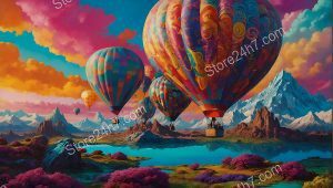 Fantastical Hot Air Balloon Mountain Odyssey