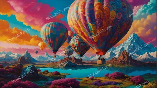 Fantastical Hot Air Balloon Mountain Odyssey