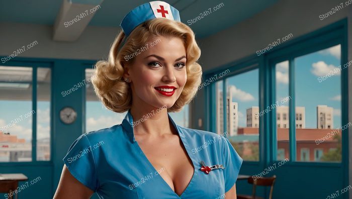 Charming 1950s Pin-Up Nurse Posing
