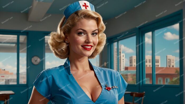 Charming 1950s Pin-Up Nurse Posing