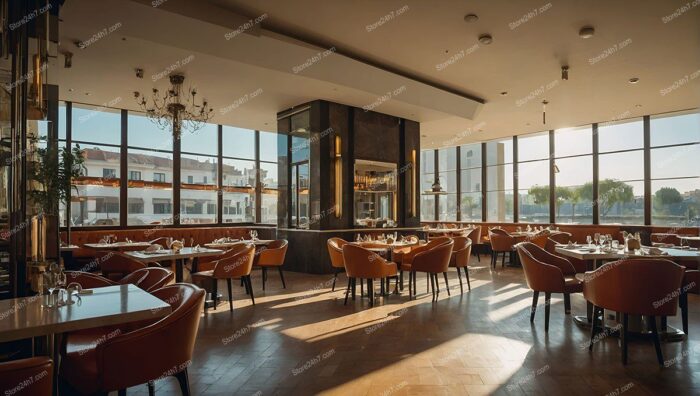 Sunlit Modern Restaurant Interior View