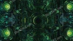 Emerald Nexus Mechanical Abyss Surreal