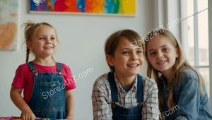 Siblings Sharing Creative Art Moments
