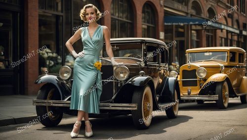 Vintage Vogue: 1930s Pin-Up and Classic Car Elegance