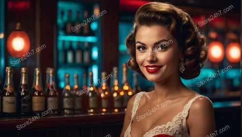 Elegant Pin-Up Girl Enchants at Luxe Bar