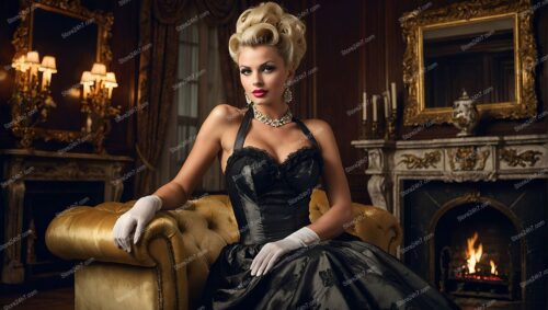 Gilded Glamour: Opulent Pin-Up Portrait