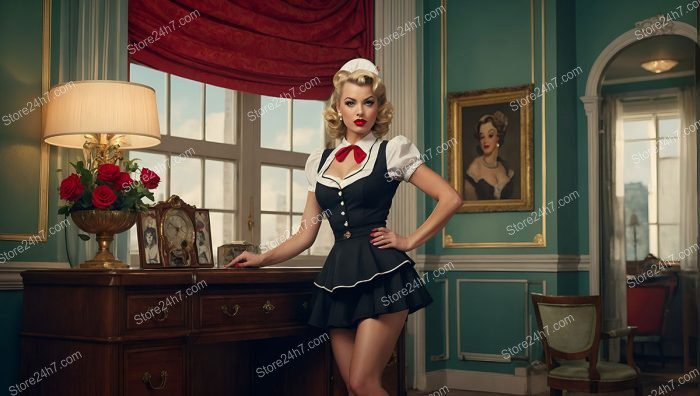 Vintage Pin-Up Maid with Cosplay Twist