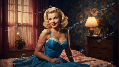 Blue Dress Pin-Up Girl Bedroom Elegance