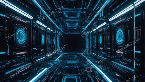 Blue Cyber Vortex Portal Abstraction
