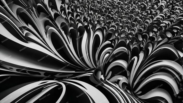 Fluidic Swirls in Monochromatic Elegance