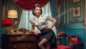 1950s Pin-Up Maid Elegance Captured