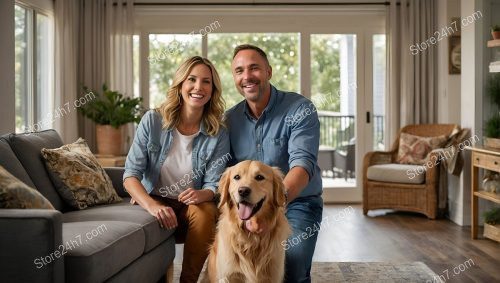 New Homeowners Delight with Golden Retriever