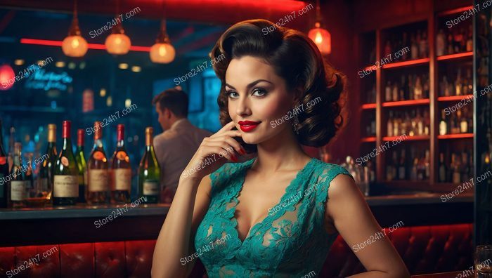 Captivating Pin-Up Girl at Vintage Bar