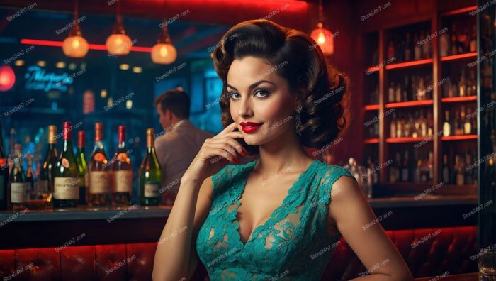 Captivating Pin-Up Girl at Vintage Bar