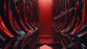 Crimson Hallway of Surreal Splendor