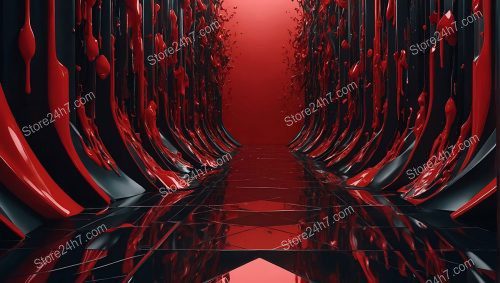 Crimson Hallway of Surreal Splendor