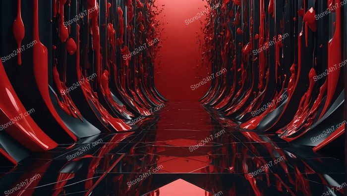 Crimson Hallway of Surreal Splendor