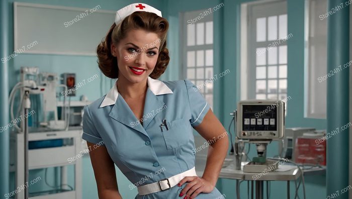 Retro Charm: Pin-Up Nurse Portrait