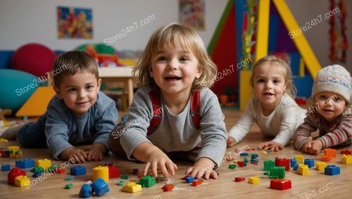 Delighted Toddlers with Colorful Blocks