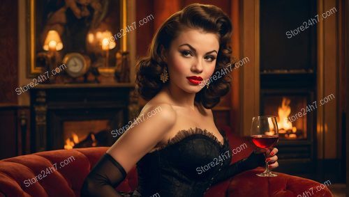 Vintage Pin-Up with Wine Elegance